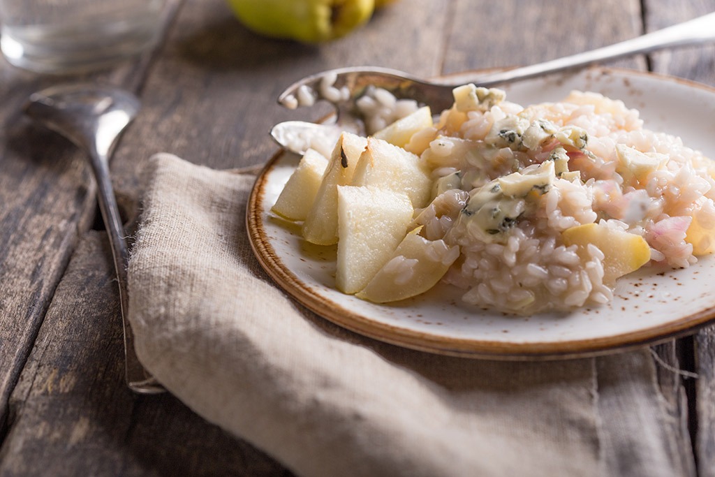 Risoto de pera com gorgonzola