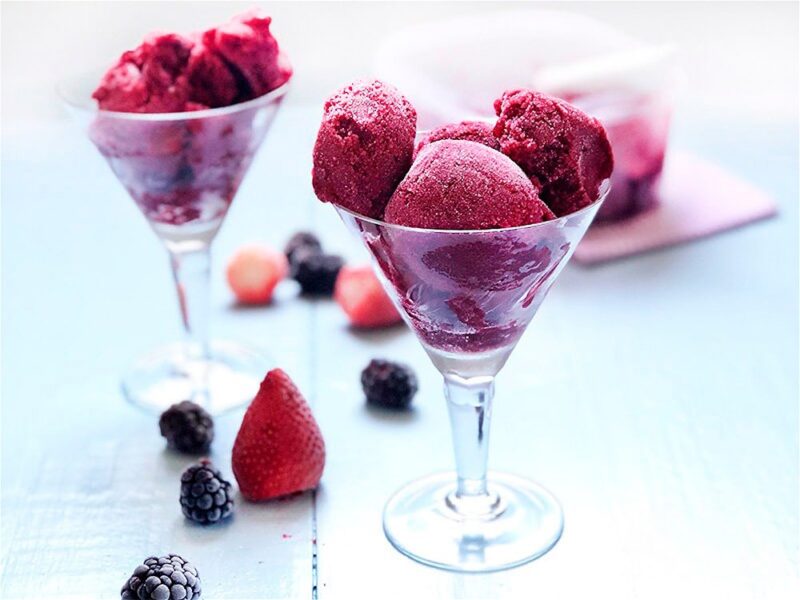 Sorbet de frutas vermelhas diet