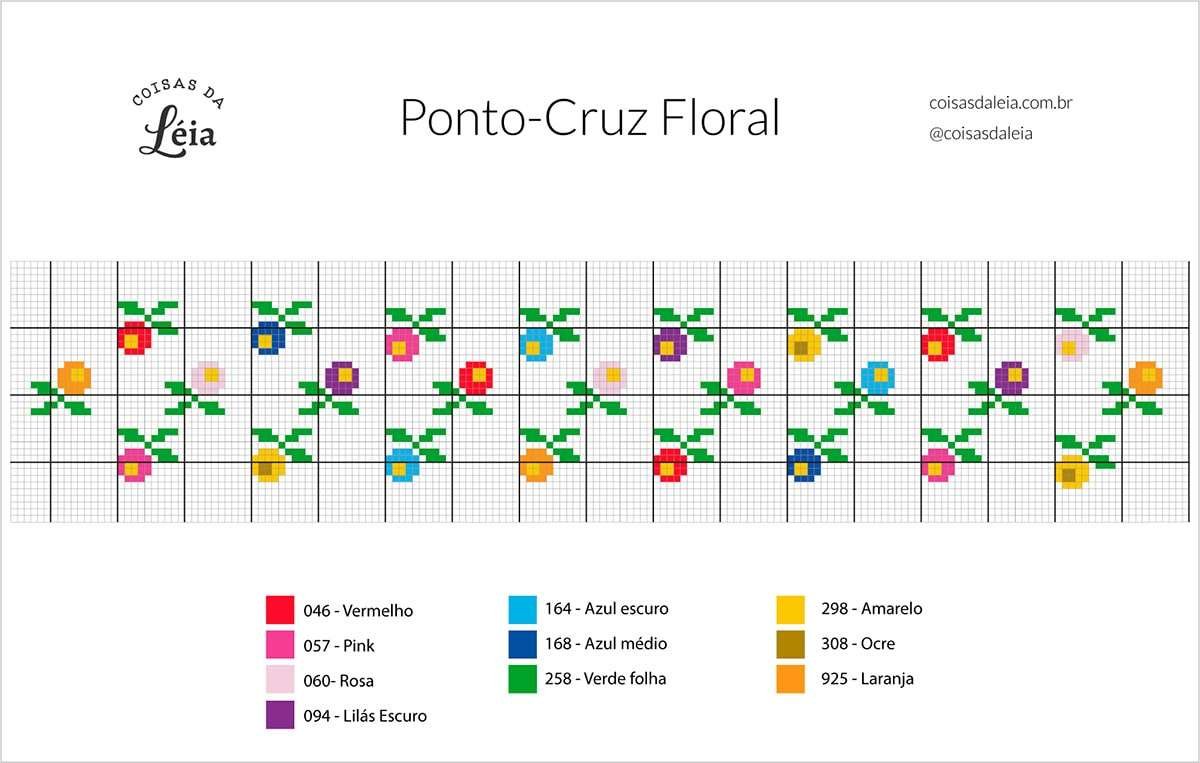 grafico de ponto-cruz floral